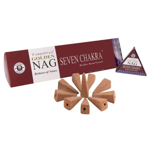 Vijayshree Golden Backflow Füstölőkúp - Nag Seven Chakra